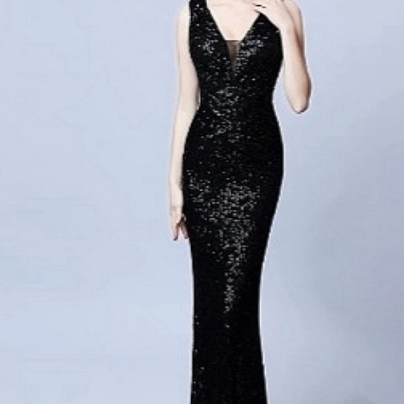 Aarfar Dresses & Skirts - Formal/Wedding Sequin Dress V-Neck Sleeveless Dress Mermaid Maxi Long NWT